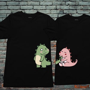 Couple Gifts, Gifts, Dinasaurs Tees, Digital Print Tshirt, Kawaii personalized shirt,dinosaur couples shirt,Couple shirt,Anniversary Unisex tshirt,Aesthetic Harajuku Kawaii Peek Shirt