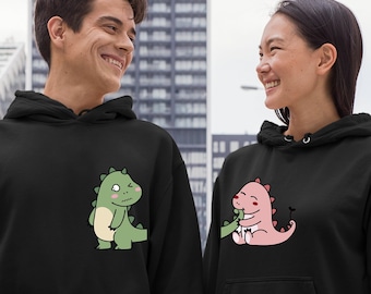 personalized sweatshirt,dinosaur couples hoodie,Couple hoodie, Anniversary Unisex hoodie,Aesthetic Harajuku Peek hoodie