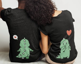 ssst I Love him too, Cute Dinosaur Couple Tshirt Funny Matching, Couple Shirt Valentine's Day Outfit for Him & Her King Queen Tshirt