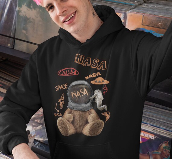 NASA Space Hoodie UN SEX NASA Bear Hoodie Top Trends Space Hoodie Space Gifts Vintage Hoodie sweatwear Sweatshirt Etsy