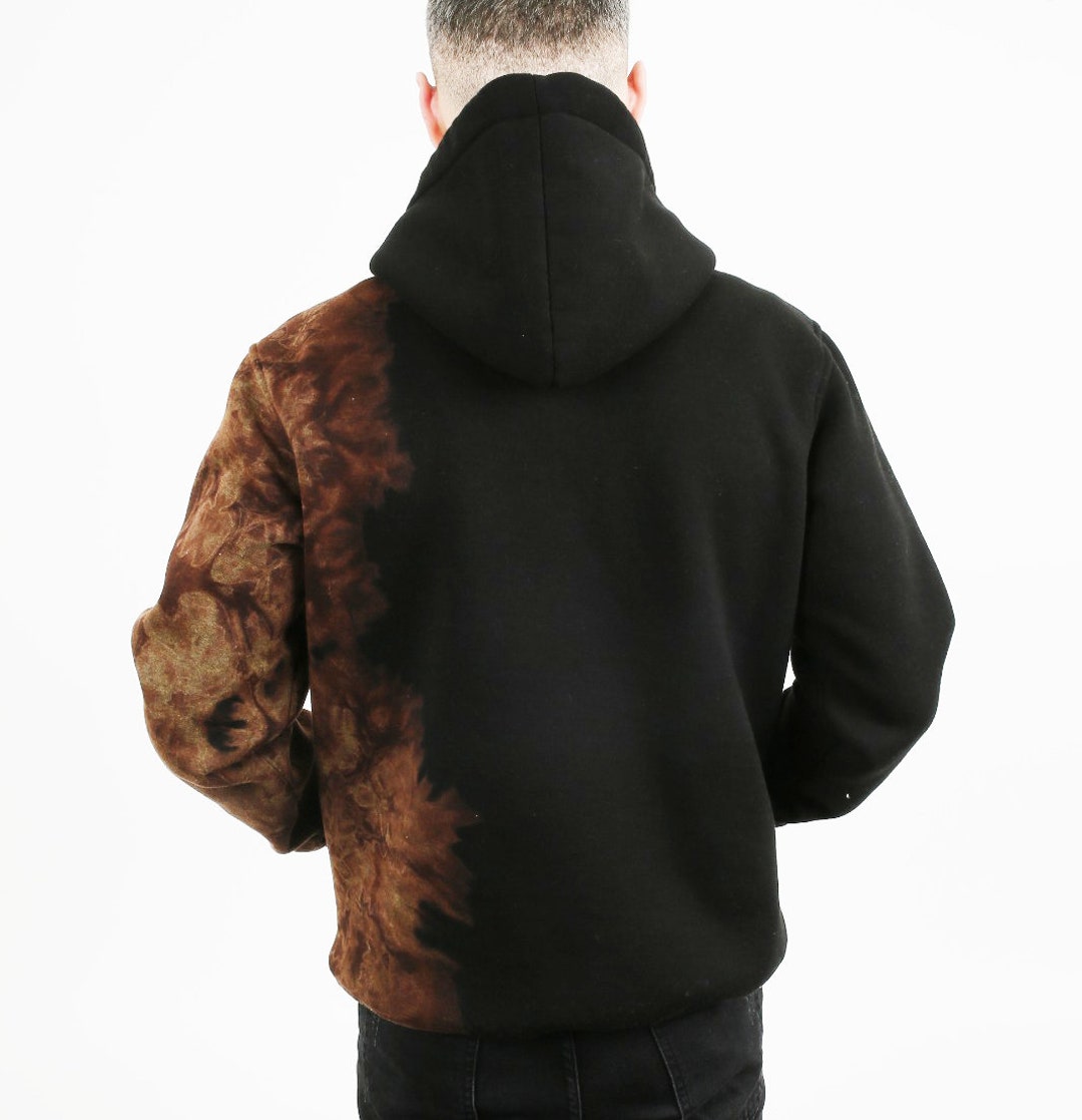 Tie dye hoodie black and brown Clearance