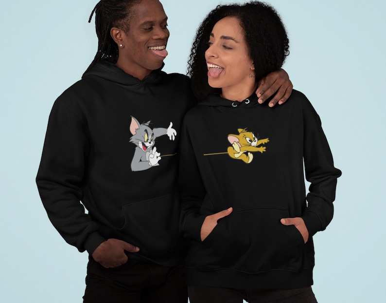 Tom & Jerry Couple Hoodie, Aimez-le, Aimez ses sweats à capuche de couple assortis, Sweatshirts de couple, Cadeaux de couple, Cadeaux meilleurs image 1