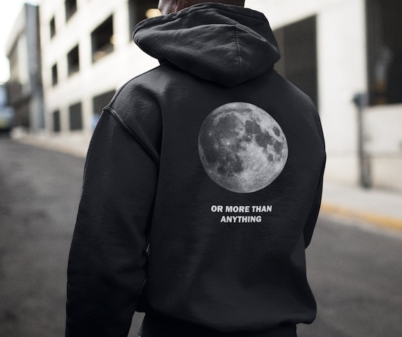 Unisex Back Moon Graphic Slogan Plush Lined Warm Cotton Drawstring Hoodies Cotton Hoodies Moon Design Moon Lover Etsy