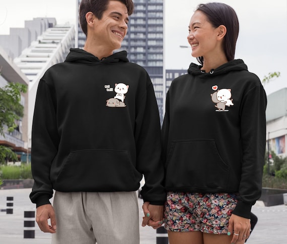 Personalized Cat Heart Couple Hoodie, Cute Matching Hoodie,shirt, Gift for  Couple, Matching Hoodie, Gift for Lovers Hoodie 