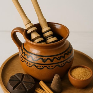 Molinillo de madera artesanal / Batidor de chocolate caliente mexicano de 12" / Espumador de chocolate tradicional