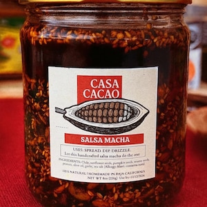 Salsa Macha | Homemade Chili Oil with Garlic + Seeds | Spicy & Crunchy | 8.8 oz Jar