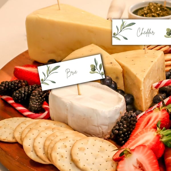 Cheese Labels for Charcuterie Boards, Cheese Plate Markers, Dinner Host Gift, Wine and Cheese Notes