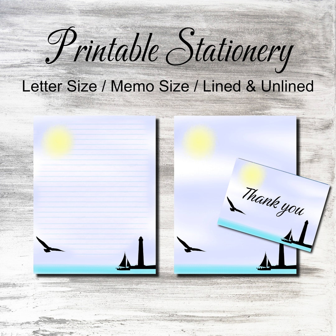 Beach Day Printable Stationery Instant Download 300 DPI PDF - Etsy