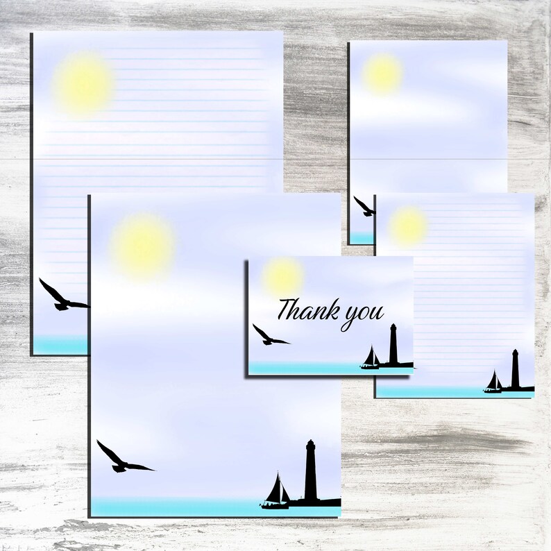 Beach Day Printable Stationery Instant Download 300 DPI PDF - Etsy