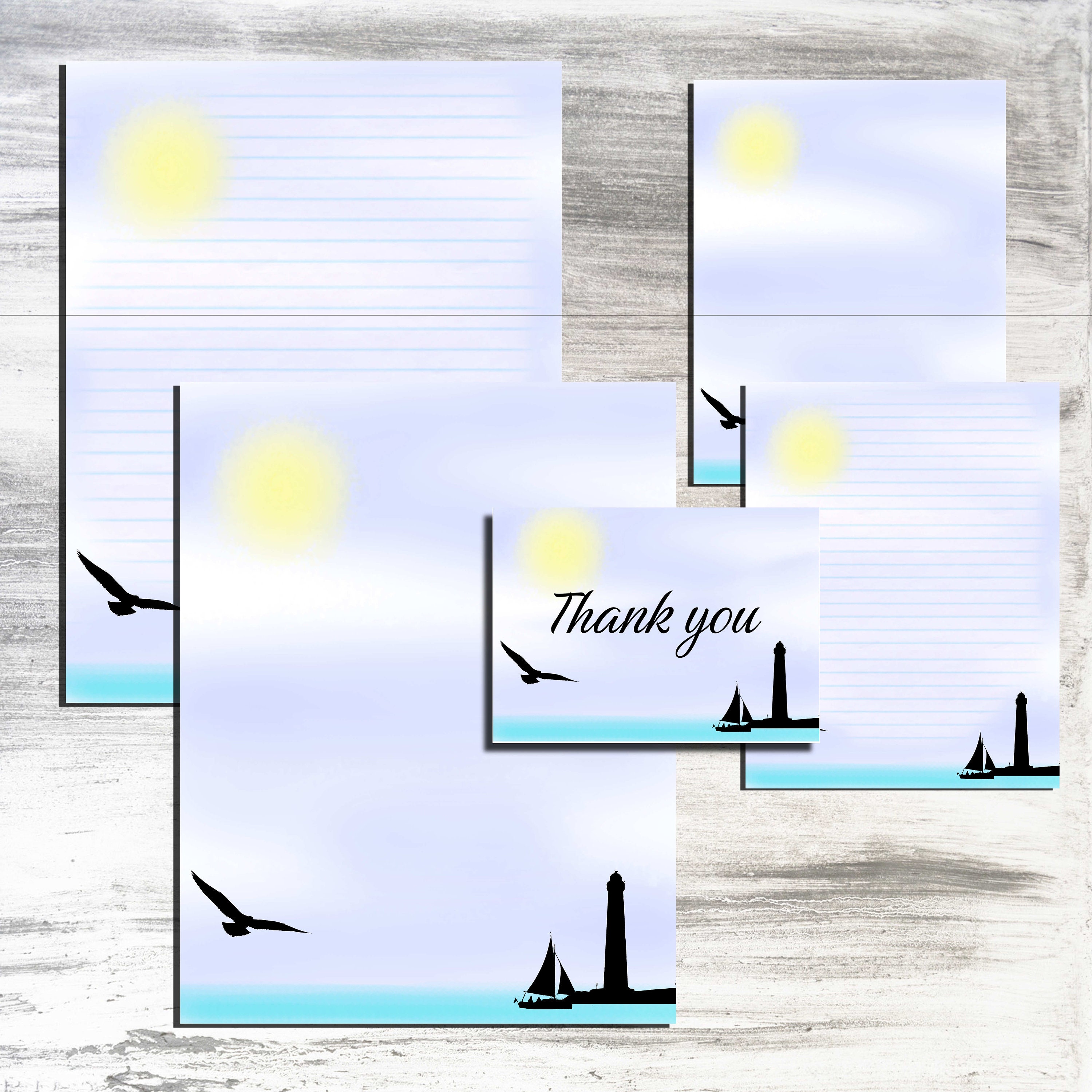 Beach Day Printable Stationery Instant Download 300 DPI PDF - Etsy