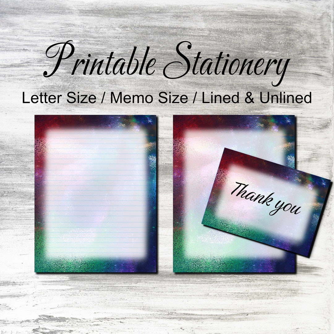 Colorful Printable Stationery Instant Download 300 DPI PDF Stationary ...