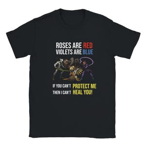 Overwatch Mercy Support Main T-Shirt – Funny “Protect Me Heal You” Gamer Poem Tee
