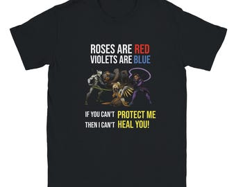 Overwatch Mercy Support Main T-Shirt – Funny “Protect Me Heal You” Gamer Poem Tee