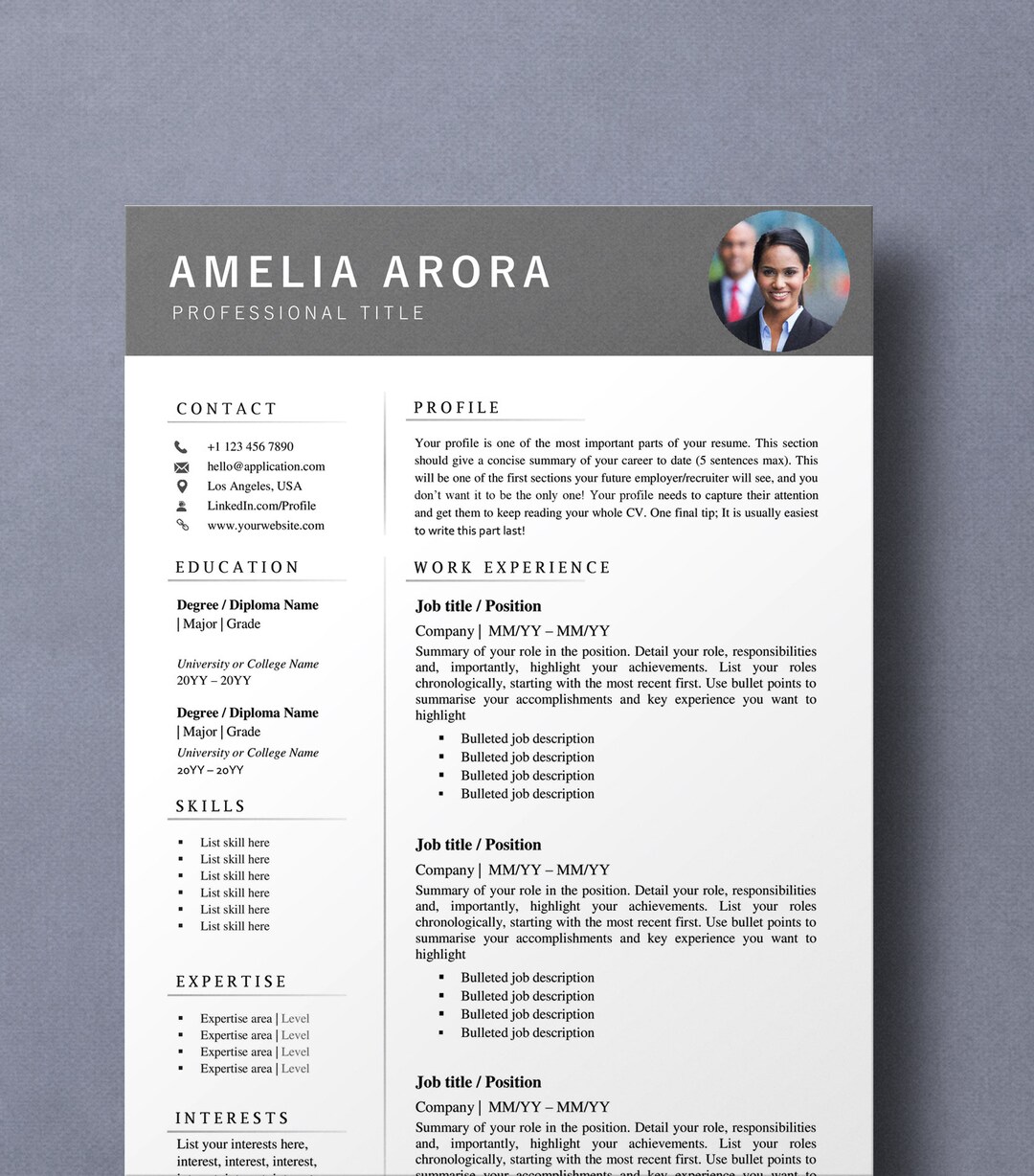 Resume Template With Photo Professional - Il 1080xN.4392207506 Ft9p