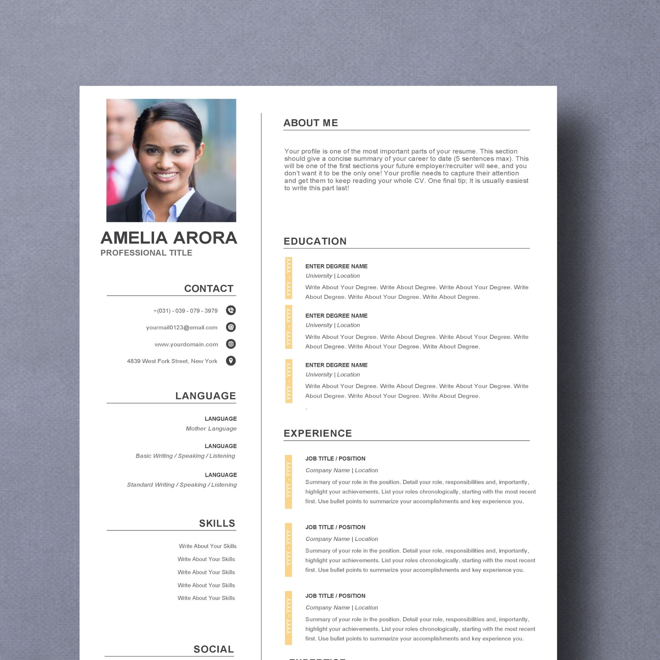 Creative Resume Template For Word Free Cover Letter Social - Etsy Finland