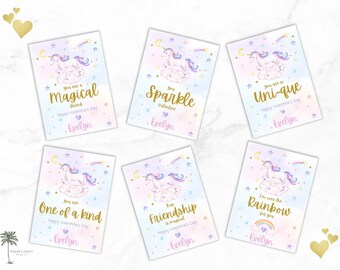 Tarjetas de San Valentín de unicornio editables para niños, San Valentín en el aula. Etiquetas de San Valentín para niños. ¡Fácil de editar, descargar e imprimir hoy!