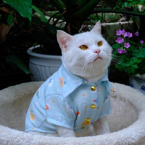 Handmade Organic Muslin Cotton Cat Shirt – Soft, Breathable, Safe for Sensitive Skin, Free Custom & Personalized Fit