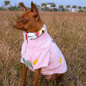 Handmade Sherpa Fleece Dog Sweater: Warm Pink Pet Apparel