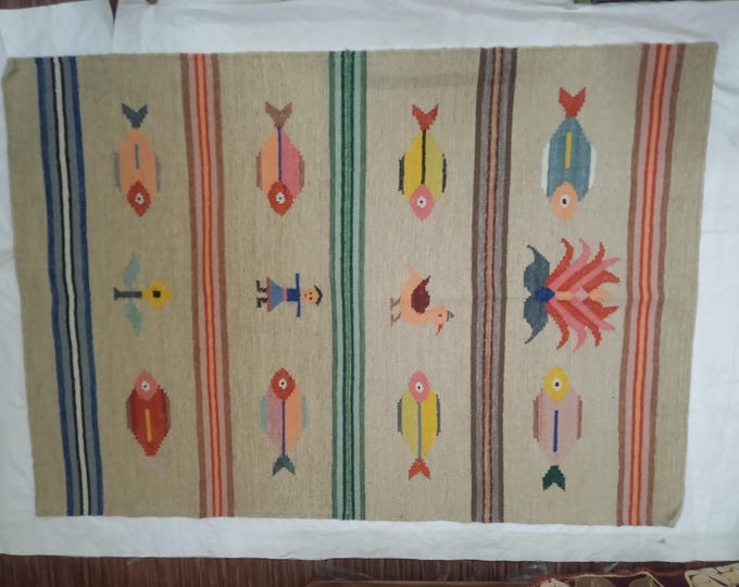 New Swedish Marianne Richter-Inspired Kilim Rug – 4X6 Handwoven Scandinavian Masterpiece