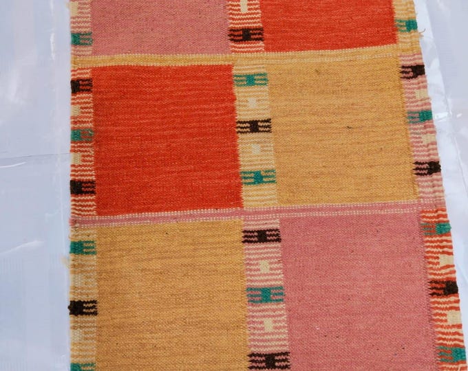 New Swedish Kilim Rug Handmade Vintage Style Flat Weave  Scandinavian Nordic Design Green Blue Wool Kilim Boho Tribal Area Rug Masterpiece