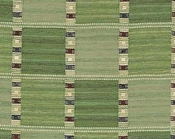 8X10.  Handwoven Green Kilim Rug with Geometric Checkered Pattern – Flatweave Wool Area Carpet"