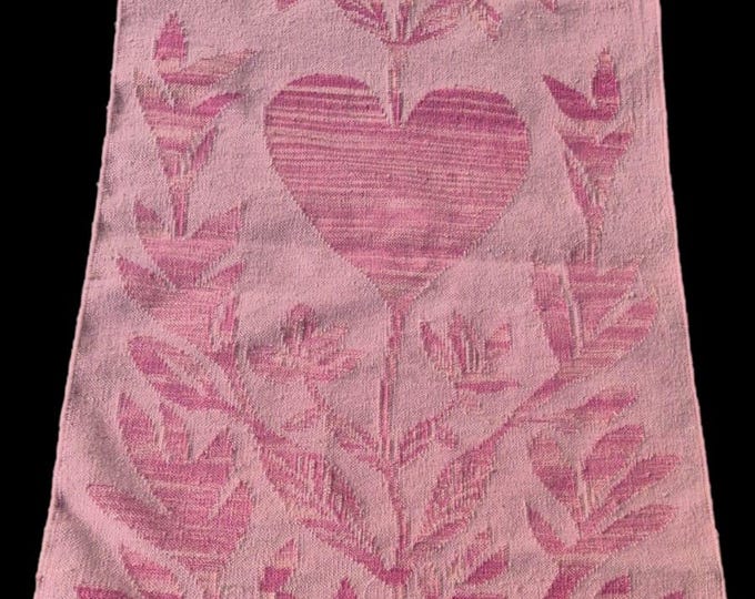 Swedish Kilim Handmade Pink Kilim Rug | Heart Floral Wool Flatweave Carpet | Romantic Boho Decor