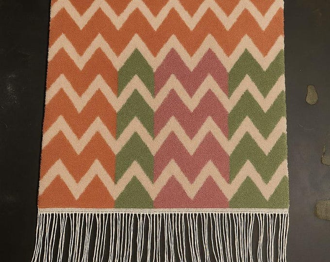 Handmade Rug   knotted Soft Rug  Moroccan Rug – 2-Inch Pile Knotted Carpet with Chevron Pattern in Earthy Tones  . Masterpiece