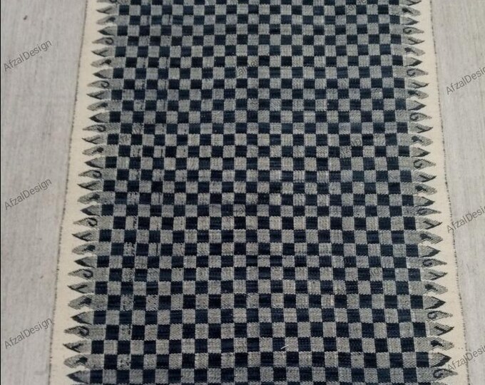 Kilim Rug Inspired Design in Muted Mustard & Dark Block Tones with Elegant Finishing for Sophisticated Home Decor"