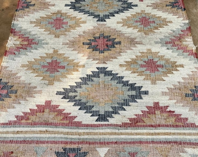 Marianne Richter Kilim Rug, Cream & Beige Scandinavian Design, New Zealand Wool