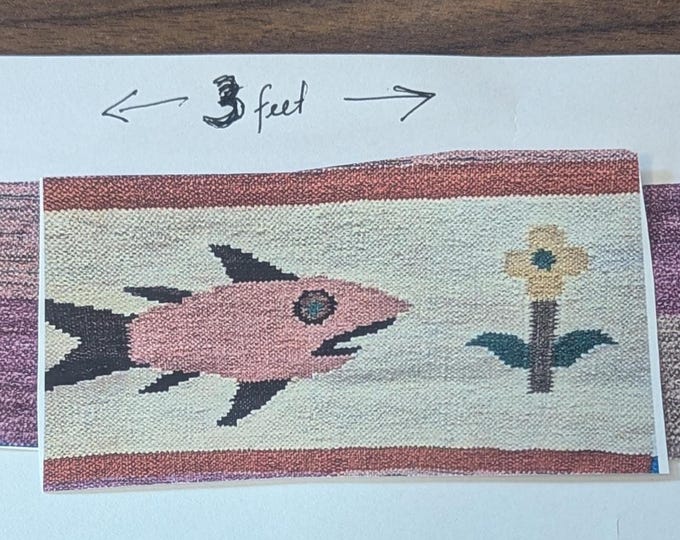 Handmade Pink Fish Kilim Rug | Boho Wool Area Rug