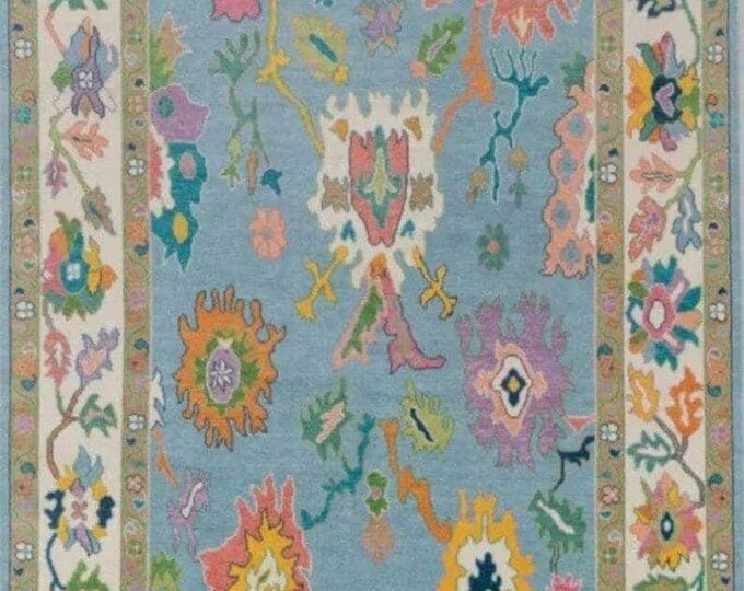 Turkish Oushak Rugs: Handmade Cotton and New Zealand Wool Cream Carpets for Office, Bedroom, and Entryway