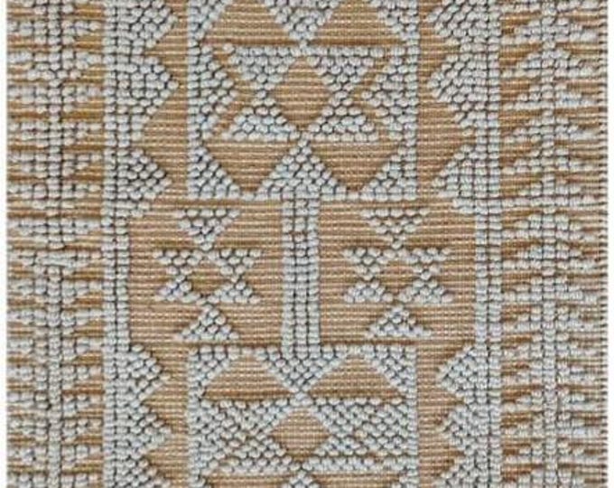 Sewdish Handwoven Textured Kilim Rug – Geometric Beige & Cream Wool Cotton Flatweave