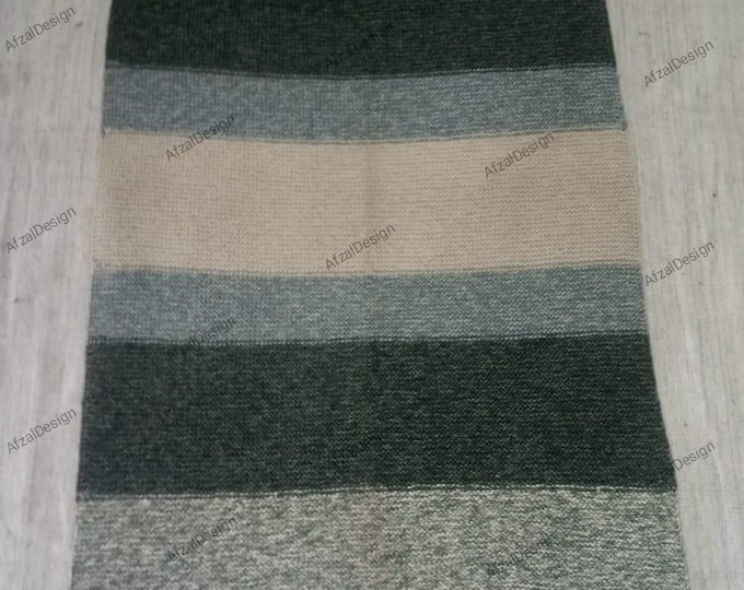 New Swedish Marianne Richter-Inspired       Modern Striped Kilim Rug Handwoven Wool Flatweave in Neutral Grey Beige & Green Tones . 12X15