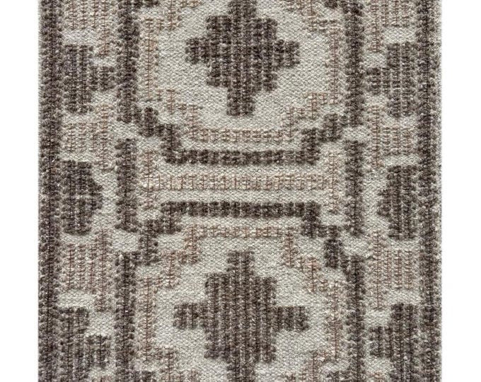 New Swedish Handmade Kilim Rug, Neutral Beige Brown Area Rug, Scandinavian Tribal Design Carpet, Handwoven Wool Rug, Custom Size Masterpiece