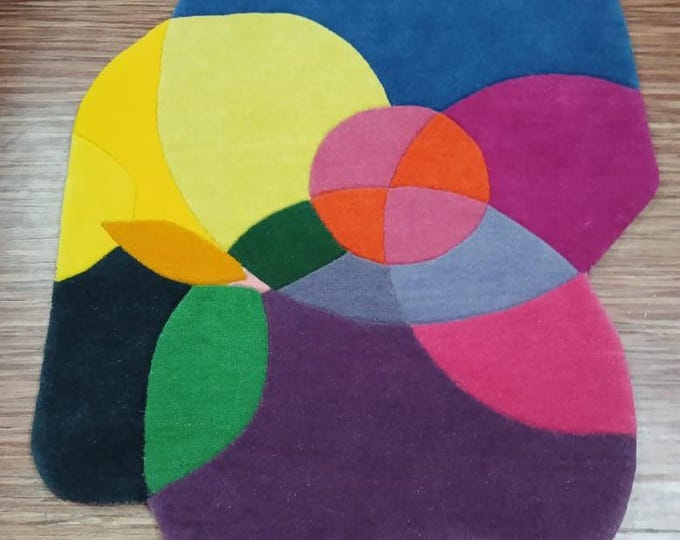 Modern Handmade Multicolor Geometric Rug – Abstract Artistic Area Carpet for Living Room or Bedroom