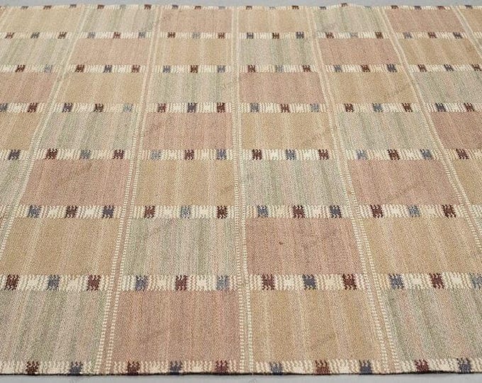 New Swedish Marianne Richter-Inspired Kilim Rug – 12x15 Handwoven Scandinavian Masterpiece .