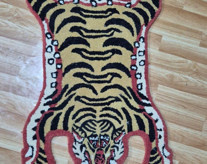 Handmade Tufted Tiger Rug – Animal Shaped Jungle Theme Floor Carpet