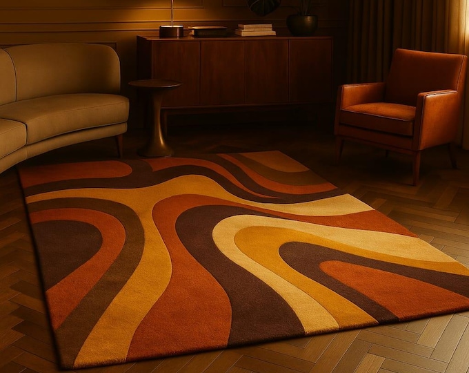 hand tufted rug,modern tufted rug,earth tone rug soft area rug home decor modern living room rug,burnt orange rug mustard yellow rug,unique