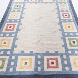 Kelim Teppiche Von Marianne Richter inspirierter Kelim Teppich - Handgewebt in Beige