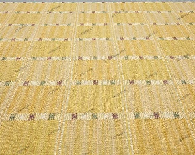 Swedish Marianne Richter-Inspired Kilim Rug – 9x12 Artisan Handwoven Geometric Masterpiece