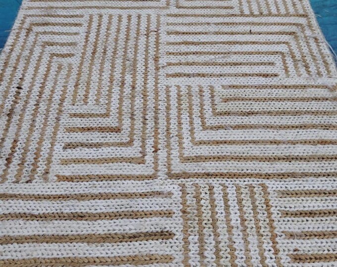 Jute kilim rugs Swedish Marianne Richter-Inspired Dari  in Beige & Brown”**