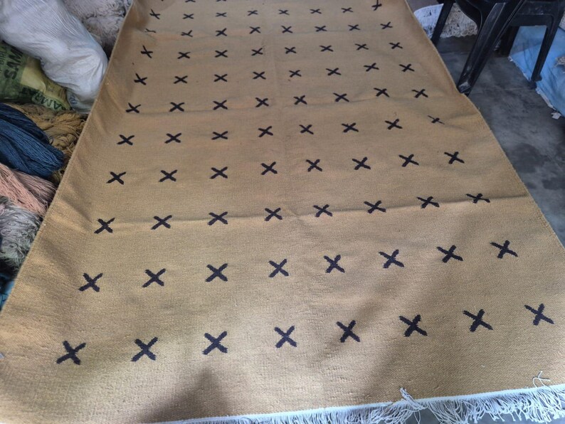 Kilim Rug Patterns Handwoven Wool Kilim Rug: Beige Black X Pattern, Scandinavian ...