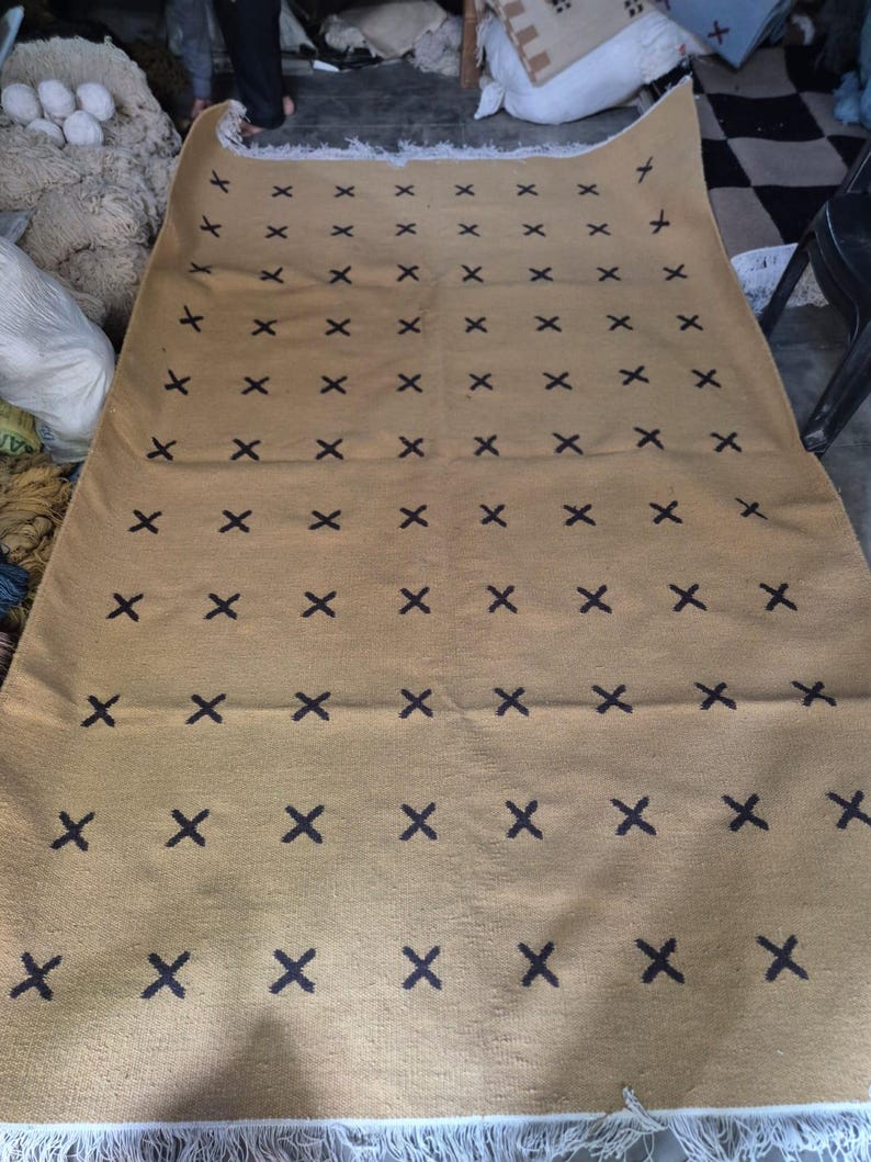 Kilim Rug Patterns Handwoven Wool Kilim Rug: Beige Black X Pattern, Scandinavian ...