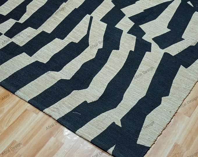 New Swedish Marianne Richter-Inspired Kilim Rug – 12x15 Handwoven Block And Light Beige Tone Scandinavian Masterpiece