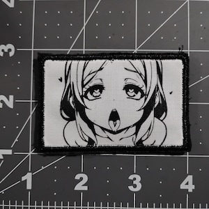 Waifu Embroidery Anime Patch, Ahegao Ecchi Hook and Loop Patch, Cute Anime Patches
