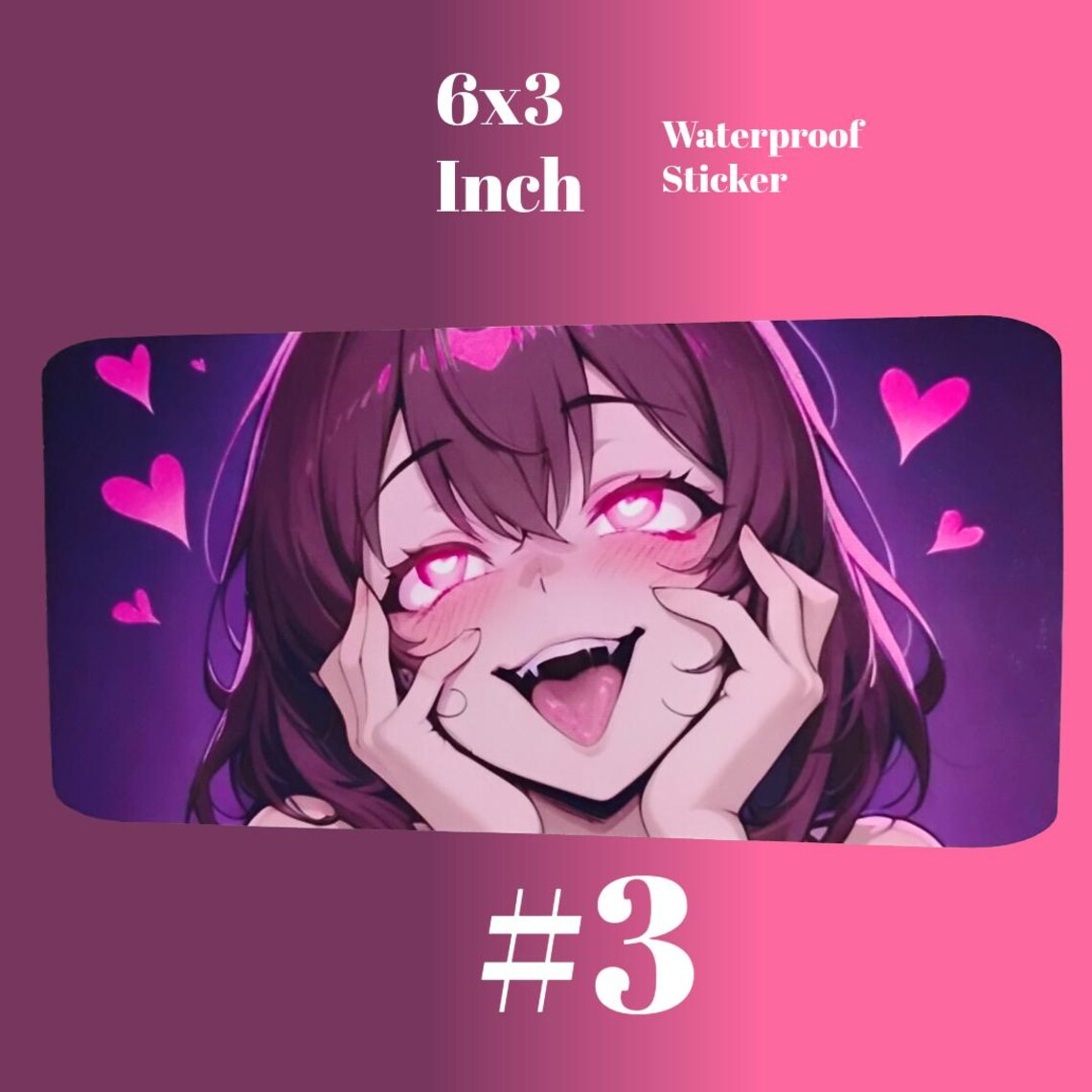 Anime Waifu Ahegao Decal Ecchi Vinyl Sticker Waterproof 3x6 - Etsy