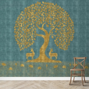 Sfondo dell'Albero della Vita Pichwai, blu