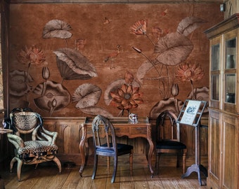 Big Lotuses in Vintage Theme Wallpaper for Walls