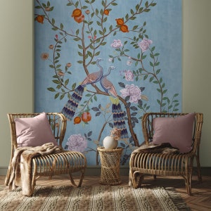 Morni Pfau und Blumen Chinoiserie Wallpaper