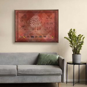 Chitra Indian Warli Painting Frameless Wall Art Digital Print Poster